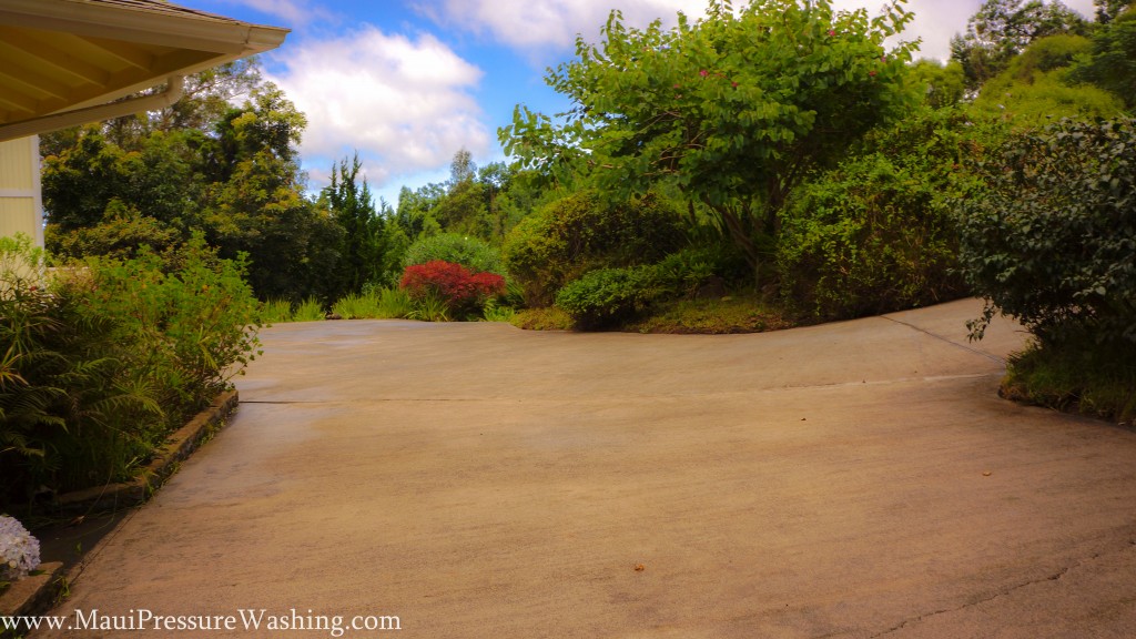 Cleaning up Oil on a Maui Driveway